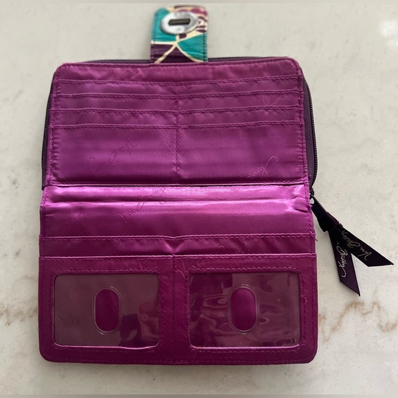 Vera Bradley Turnlock Wallet in the "Plum Crazy" pattern - Picture 5 of 5